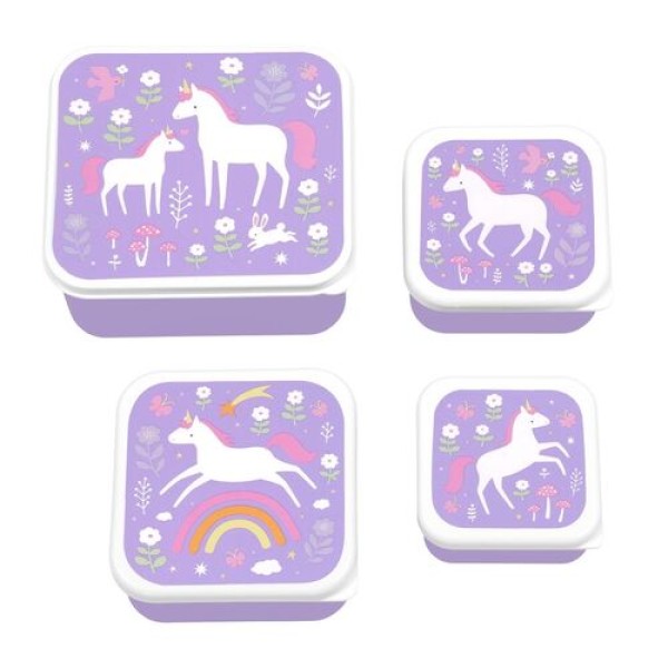 A little lovely company - Σετ 4 δοχεία φαγητού Lunch & Snack Box Unicorn Dreams (SBSEUD73)