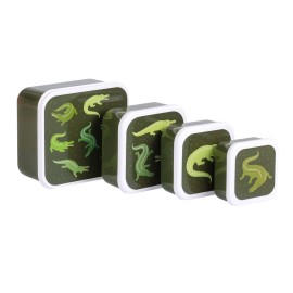 A little lovely company - Σετ 4 δοχεία φαγητού Lunch & Snack Box Crocodiles (SBSEVR59)