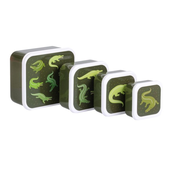 A little lovely company - Σετ 4 δοχεία φαγητού Lunch & Snack Box Crocodiles (SBSEVR59)
