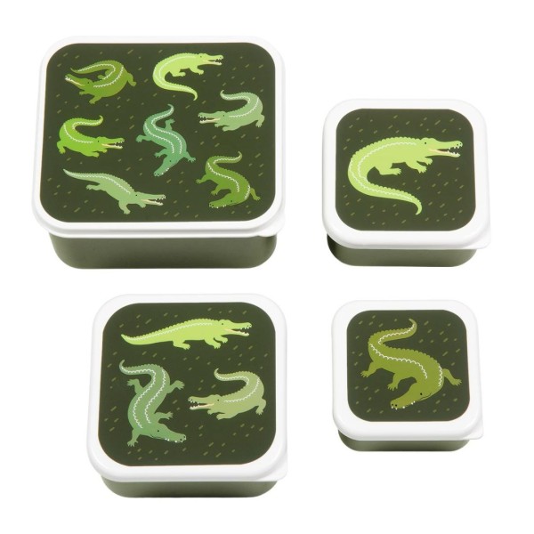 A little lovely company - Σετ 4 δοχεία φαγητού Lunch & Snack Box Crocodiles (SBSEVR59)