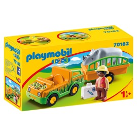 Playmobil 123 - Όχημα ζωολογικού κήπου με ρινόκερο (70182)