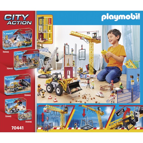 Playmobil - Ανυψωτικός γερανός βαρέως τύπου με τηλεχειριστήριο και σκαλωσιές(70441)