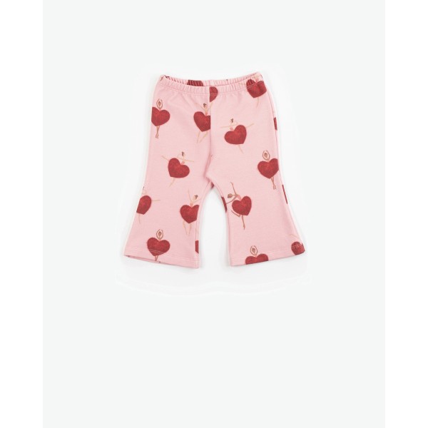 Yell-Oh - Παντελόνι Φούτερ Οργανικό Καμπάνα Ballerinas Heart Allover Pink (41210202019)