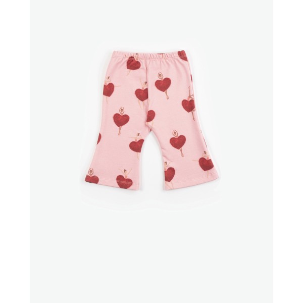 Yell-Oh - Παντελόνι Φούτερ Οργανικό Καμπάνα Ballerinas Heart Allover Pink (41210202019)