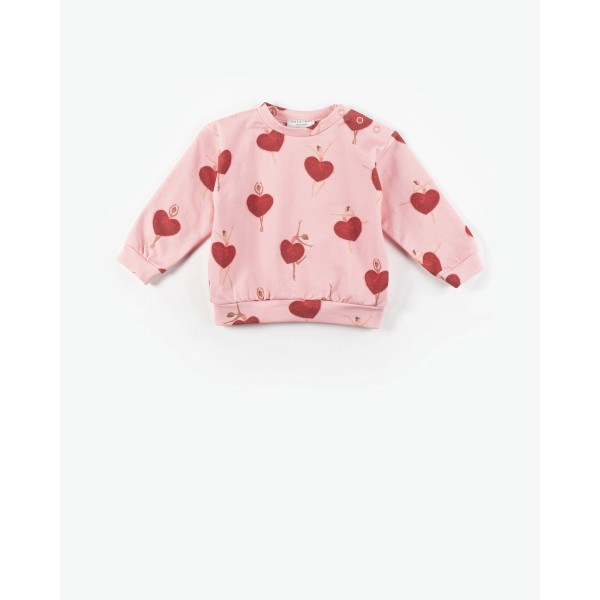Yell-Oh - Μπλούζα Φούτερ Οργανική Ballerinas Heart Allover Pink (41210222069)