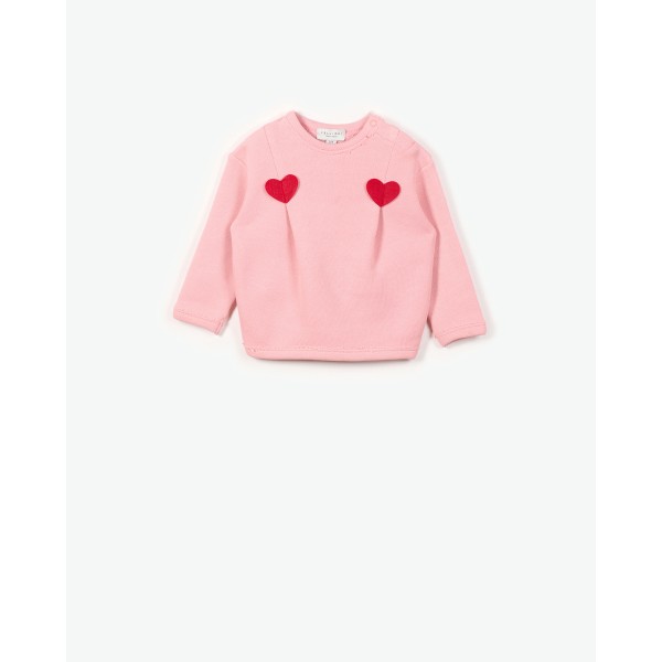 Yell-Oh - Μπλούζα Φούτερ Μουλινέ με Καρδιές Pink (41210222209)