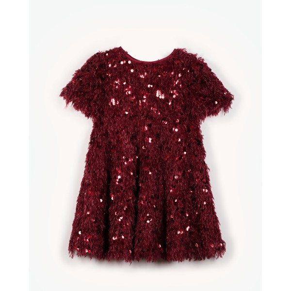 Yell-Oh - Φόρεμα Lady με Φτερά και Παγιέτα Burgundy (42210140093)