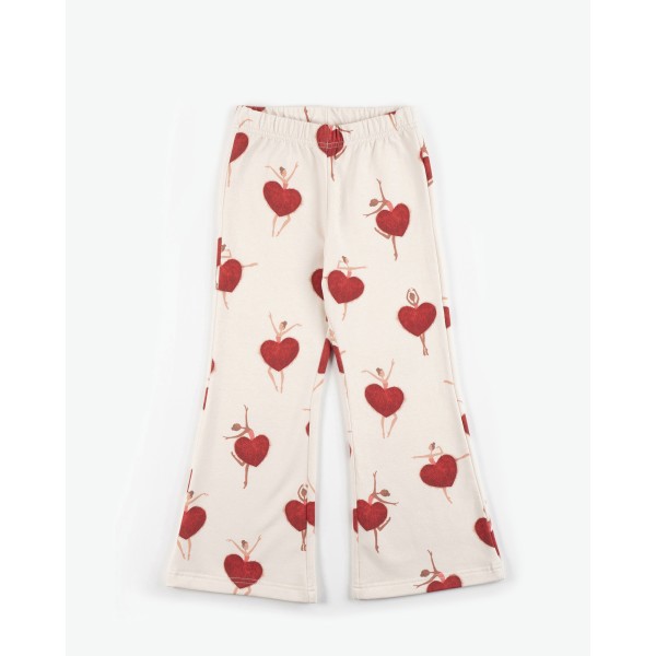 Yell-Oh - Παντελόνι Φούτερ Οργανικό Καμπάνα Ballerinas Heart Allover (42210202028)