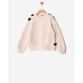 Yell-Oh - Μπλούζα Φούτερ Οργανική Με Καρδιές Peach Blush  (Y42200230069)