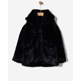 Yell-Oh - Γούνα μαύρη Hooded Black Coat (Y42200238002)