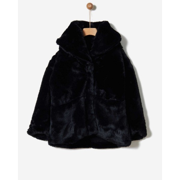 Yell-Oh - Γούνα μαύρη Hooded Black Coat (Y42200238002)
