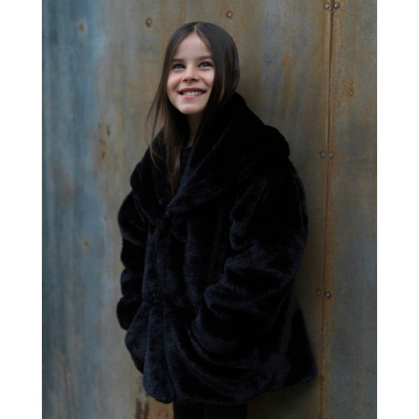 Yell-Oh - Γούνα μαύρη Hooded Black Coat (Y42200238002)