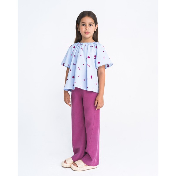 Yell-Oh - Παντελόνα με Ραφή σε Tencel & Λινό Sangria (Y42300201023)